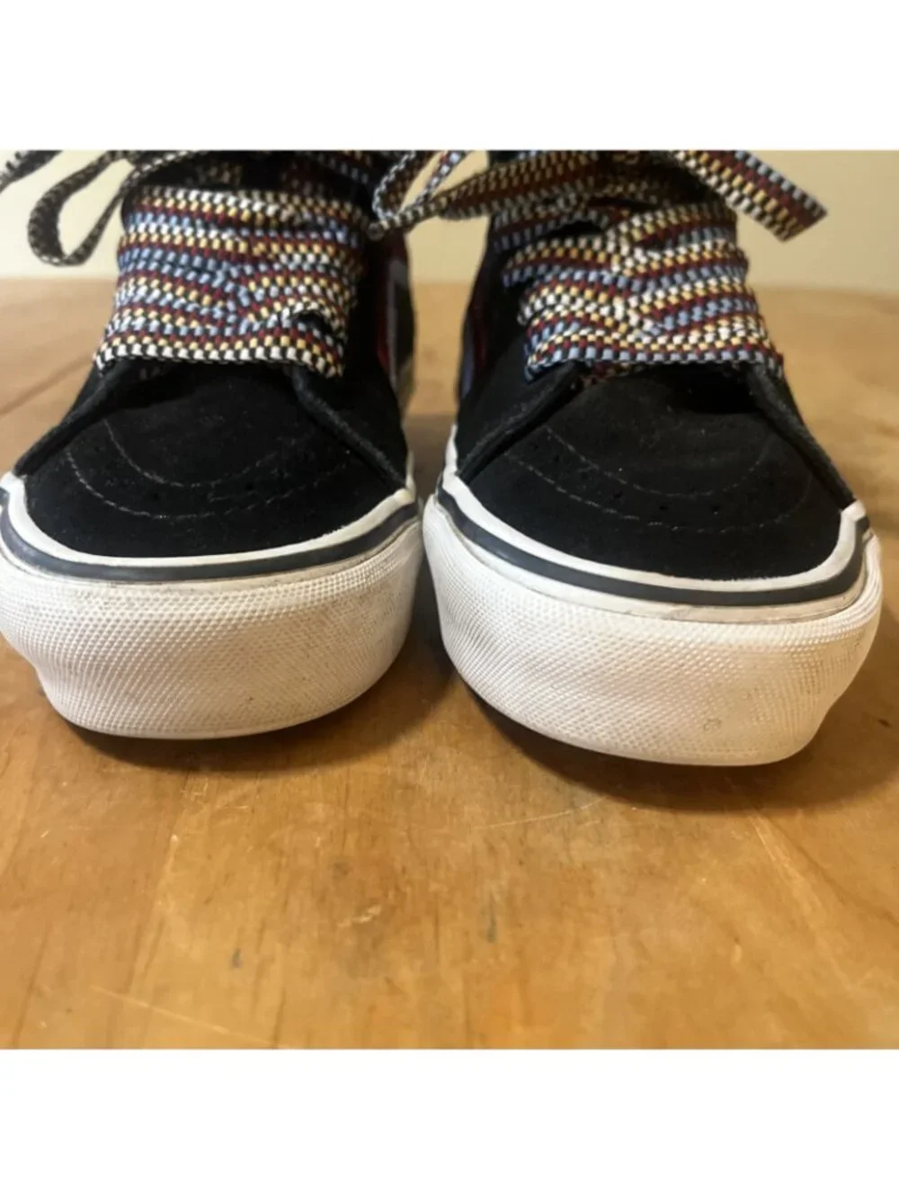 Vans Sk8-Hi® Tapered  Shoes Platform Women Suede Canvas Black Sz 7 Embroidered